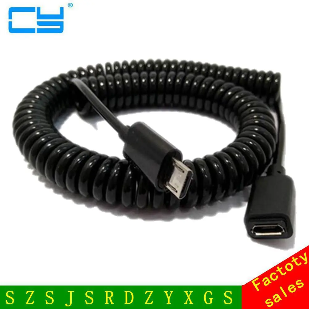 Free Shipping 250cm.2.5m Spring retractable wire , Micro USB male to