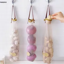 1 шт. настенный сетчатый мешок для хранения, диспенсер для кухни, многоразовый мешок для овощей, продуктов, картофеля, чеснока, лука, сумка для мусора, Органайзер