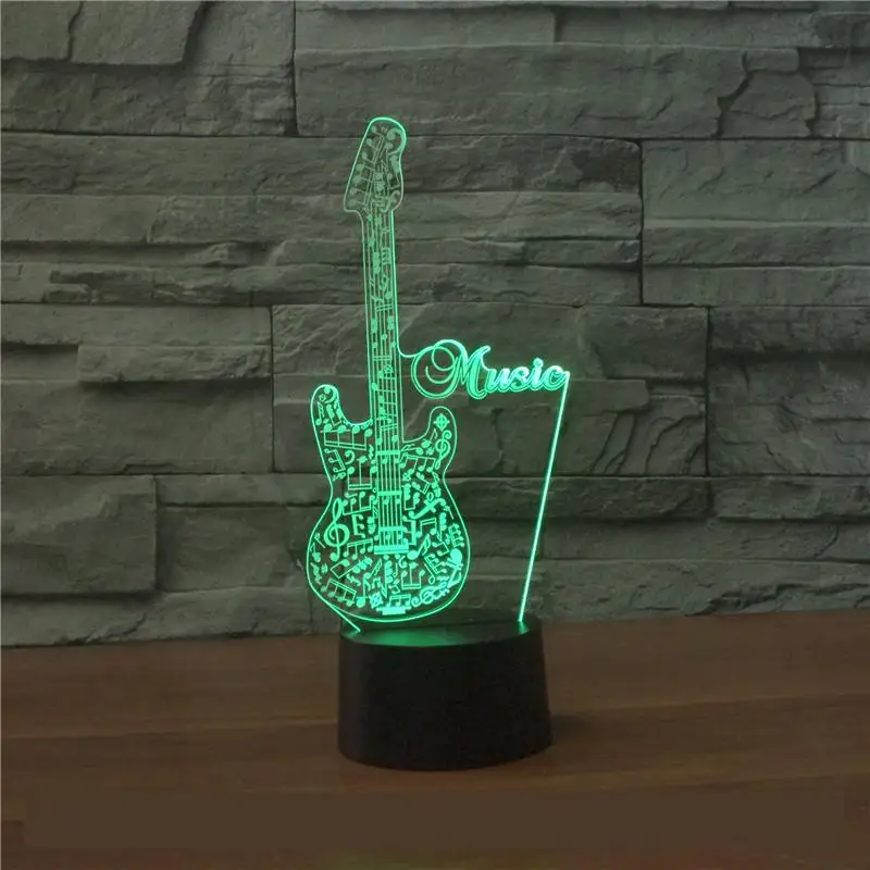 

New Guitar 3d Light Seven Color Touch Led Visual 3d Lamp Gift Atmosphere Desk Kids Lamp Valentine's Day gift