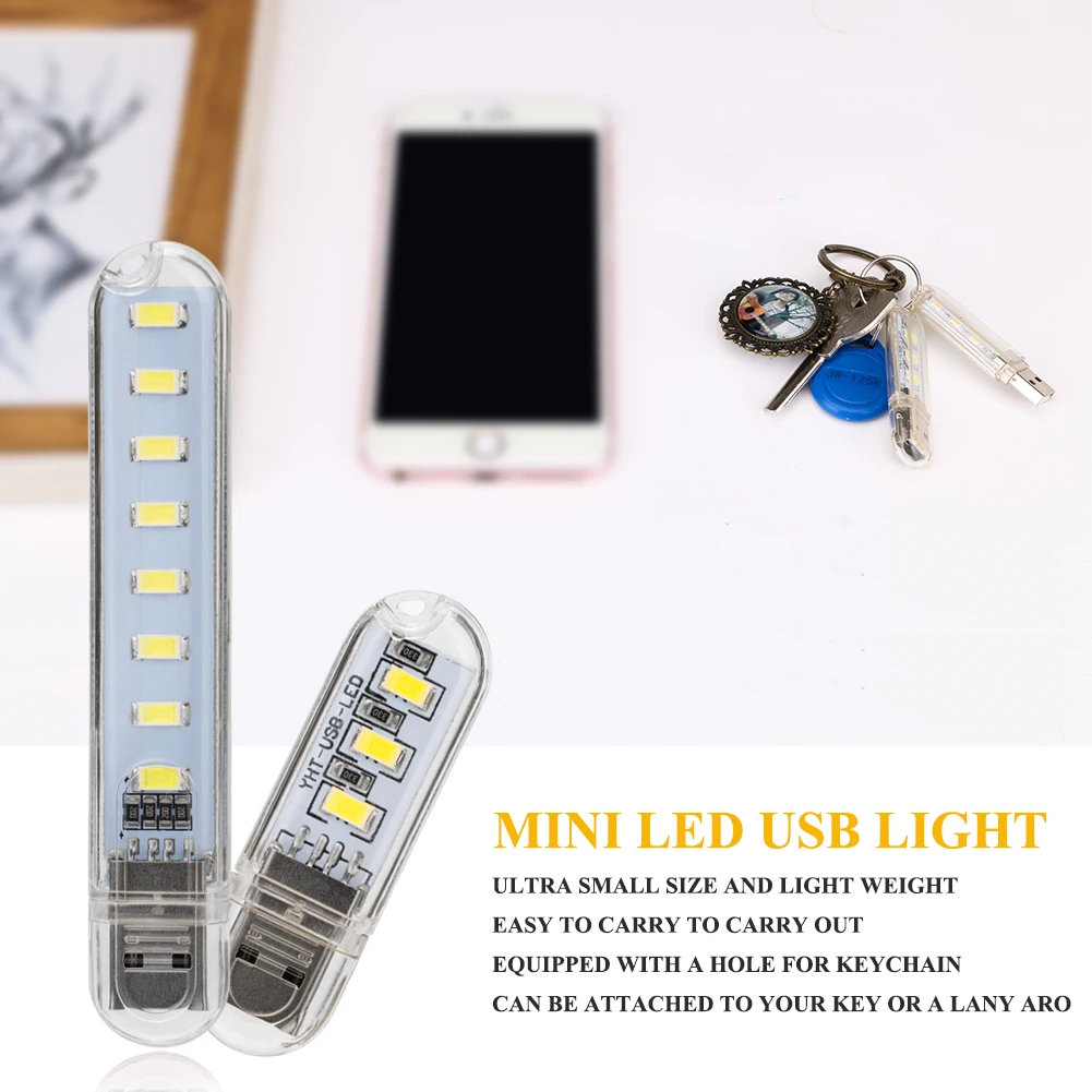 Супер яркий USB флэш-светильник белый/теплый белый 3LED/8LED мини USB светильник фонарь Ночная лампа для чтения для ПК ноутбука power Bank