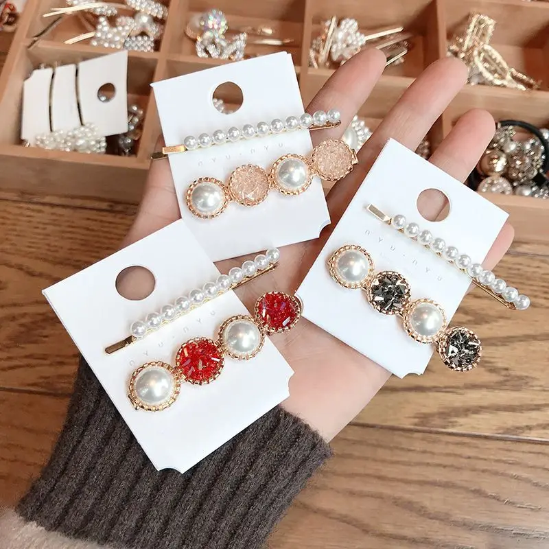 

1/2pcs Fashion Pearl Hair Clip Snap Barrette Stick Hairpin Bobby Headwear Hair Accessories 2019 New For Women Girls Dropshipping