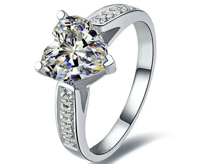 

1 CT Heart Shape NSCD Excellent Diamond Wedding Rings Promise New Year Gift For Mother Solid Sterling Silver Ring