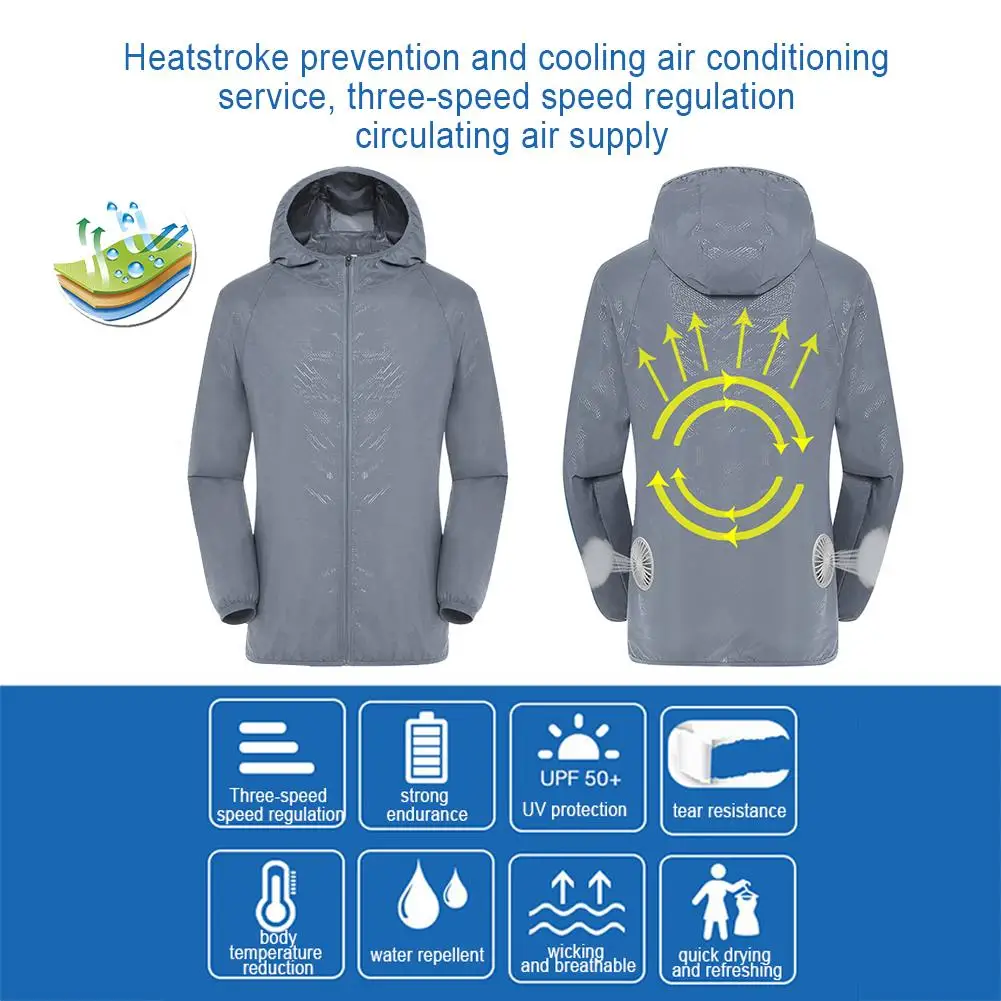 Roupa de Refrigeração Inteligente de Três Velocidades do Serviço do Condicionamento de ar do Verão Terno do Condicionamento de ar de Usb com o Ventilador Conjunto Proteção Wear uv 11 Esporte e Lazer