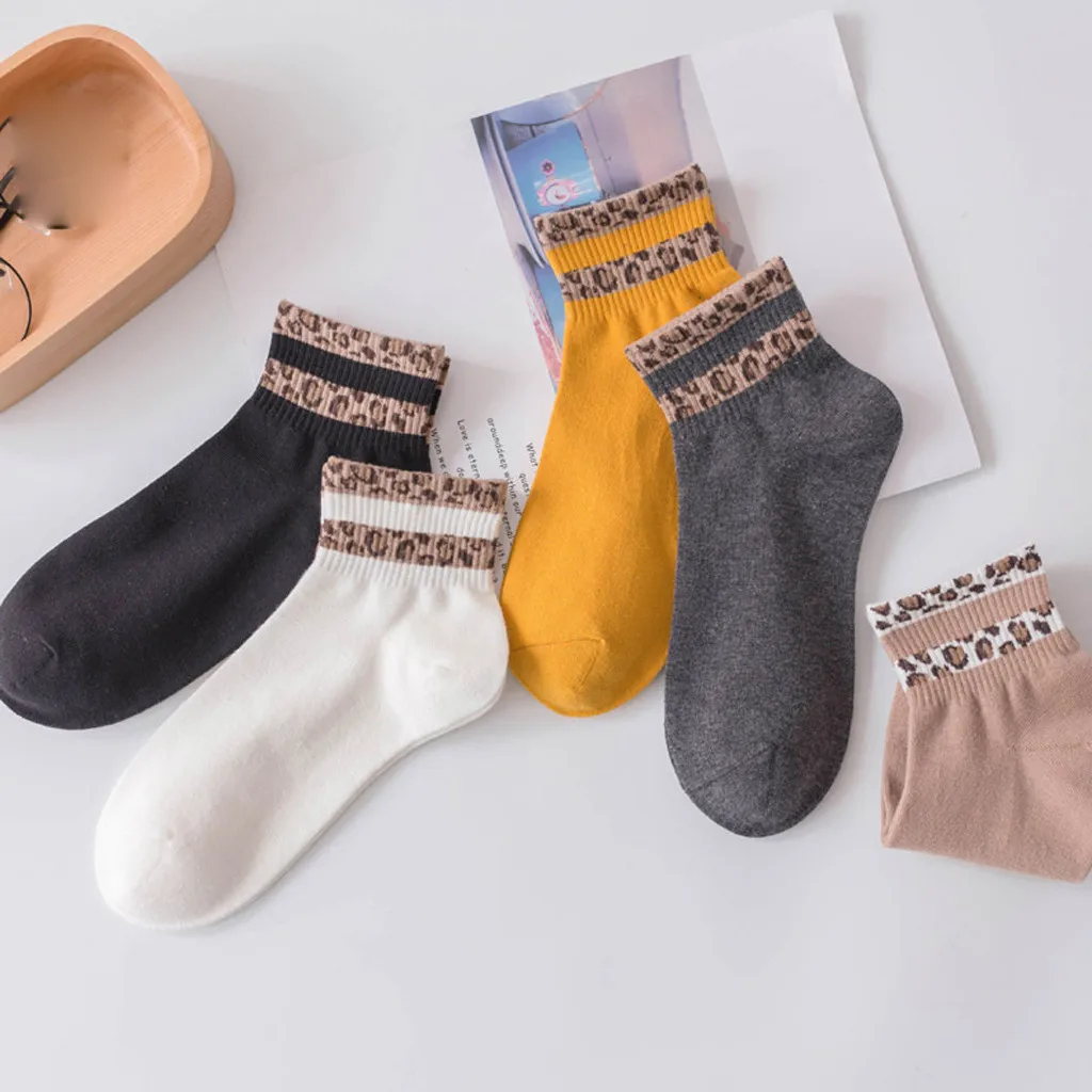 Осень новинка весна женские леопардовые носки с принтом Модные женские ножные браслеты Sox Bobby носки распродажа W527