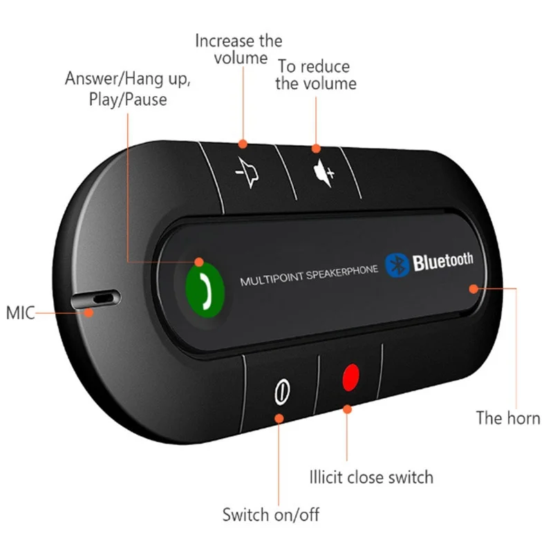 Автомобильный беспроводной комплект громкой связи, Bluetooth, MP3 плеер, многоточечный динамик для Android и iPhone, автомобильный Bluetooth, авто