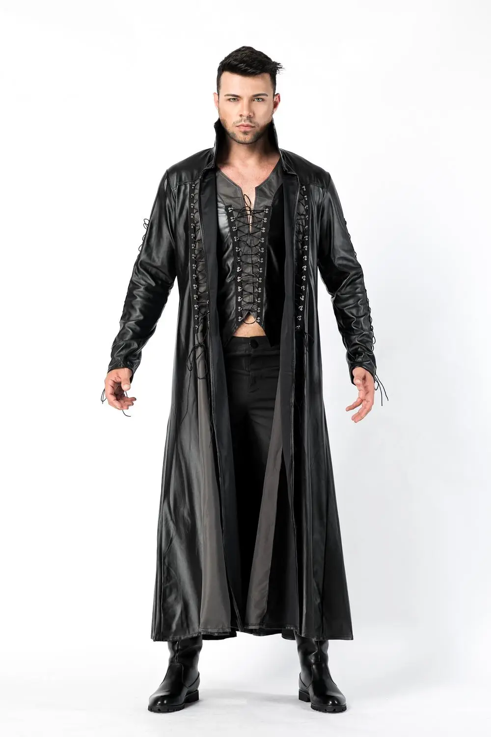 Готический костюм вампира, мужские кожаные костюмы на Хэллоуин, матричный имперский костюм вампира, мужской маскарад, вечеринка, Хэллоуин, косплей
