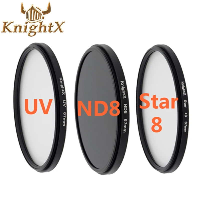 KnightX 52 мм 58 мм 67 MC UV CPL ND фильтр для Nikon canon 1200D D3100 D3200 D5200 d3300 100d d7100 D5100dslr аксессуары для камеры - Цвет: 3 Filter Set  E