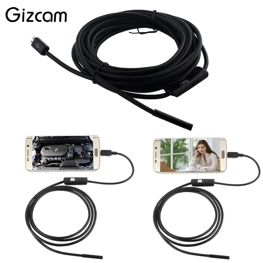 Gizcam New 5M BEST 5.5mm Mini Android phone Endoscope 6 LED Waterproof Snake Borescope Video Camera Support OTG