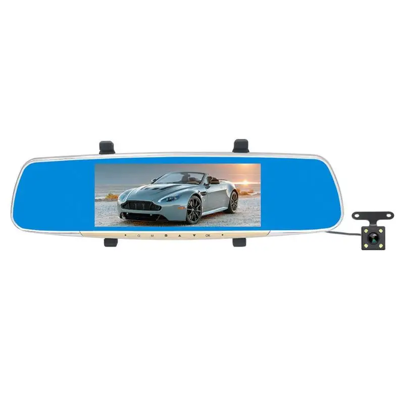 

ALLOYSEED 7" LCD Screen Dual Lens 1080P HD Car Rear View Mirror DVR Camera G-sensor Dash Cam Video Recorder Parking Monitoring