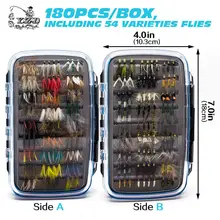 Promo Classic 180pcs Wet Dry Fly Fishing Flies Set Kit Tying Material Lure Nymph for Trout Bass Pike Carp Assort Selections