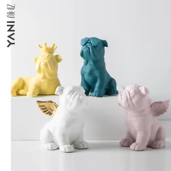 

4 Color Ceramic Nordic Home Decoration Accessories Modern BullDog For Living Room декор для дома P0004