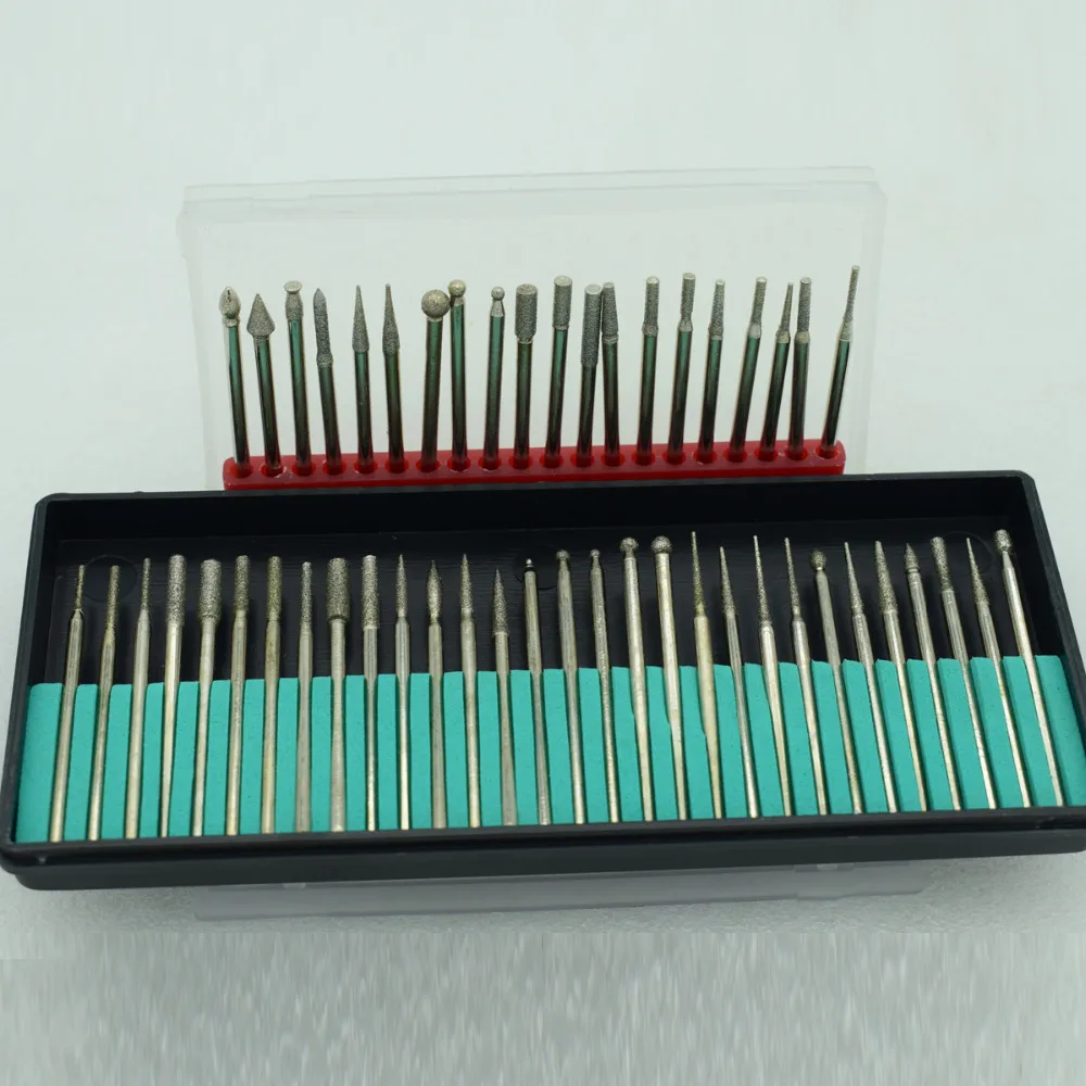 50pcs Diamond Burrs For Dremel Rotary Tool Drill Bit 2.35mm Shank