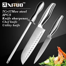 XITUO 3 шт. кухонные ножи " 5" дюймовый набор кухонный нож-слайсер Универсальный резак точилка из нержавеющей стали инструменты для приготовления пищи