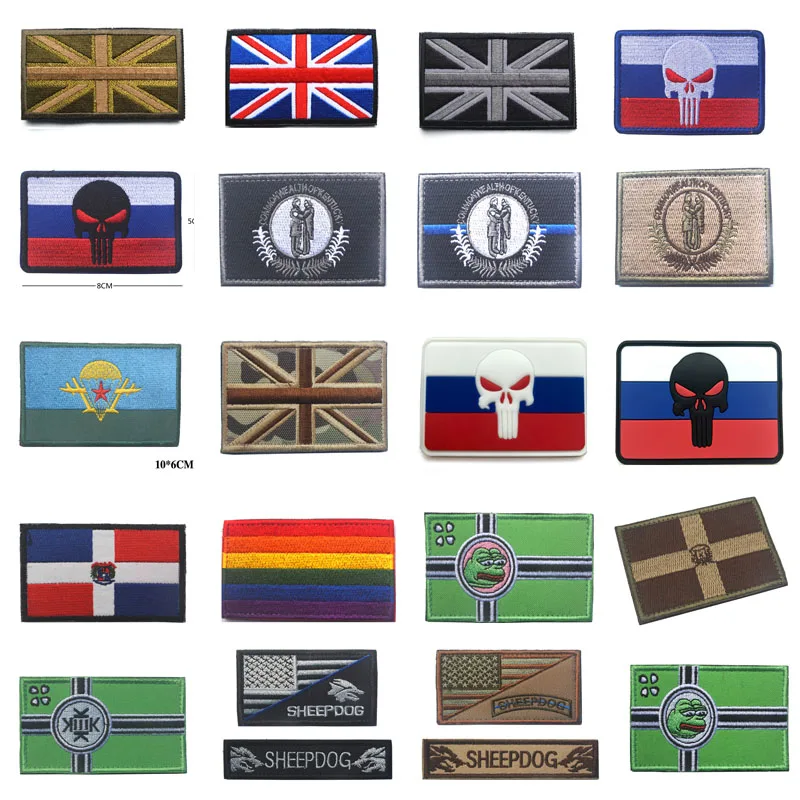 

100% Embroidery Ohio State Patch Dominican Punisher Kentucky Rainbow Flag Badges Epaulette Patches Buiter Badge Acrylic Brooch