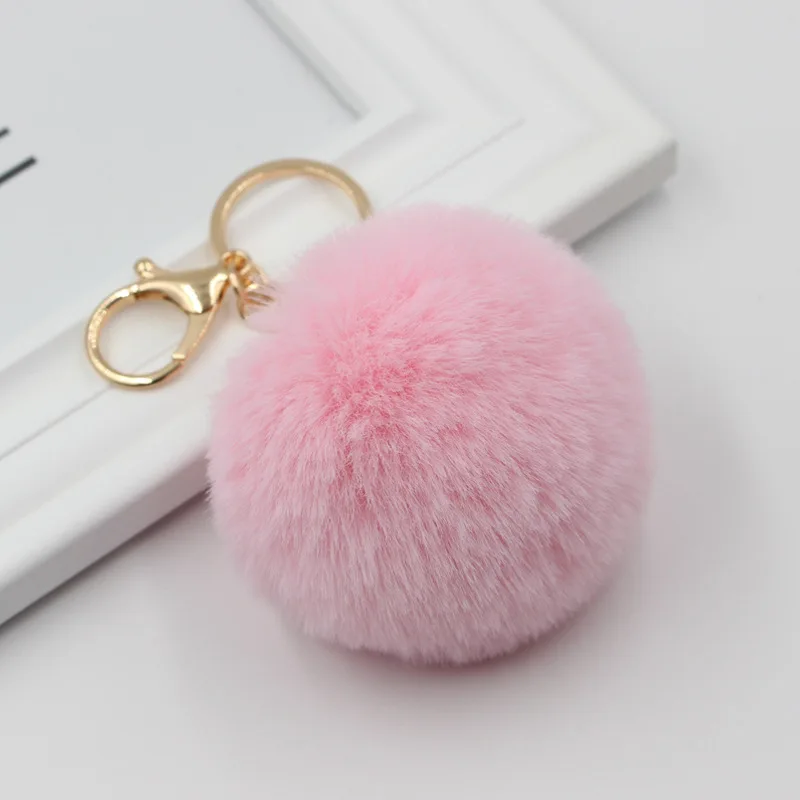 

8cm Faux Rabbit Fur Ball Keychain Fur Pompom Key Chains Llaveros Fluffy Fur Pompons Bag Pendant Key Chain Porte Clef Trinkets