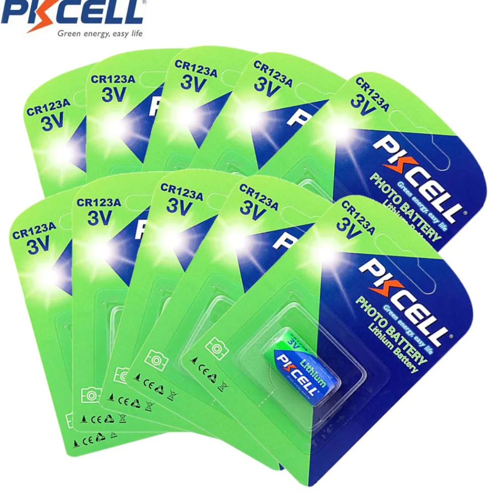 

20Pcs PKCELL CR123A Lithium Battery CR123 CR 123 123A 16340 1500mAh 3V Batteries With PTC Protected For Camera