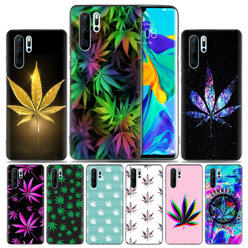 

Fashion Soft Fitted Case For Huawei P30 P20 P10 lite Pro P Smart 2019 + Plus View 20 Nova 4 4E Cover Weed Leaf grass huf