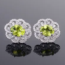 Серьги-гвоздики Perdot,, натуральный и настоящий перидот, серебро 925 пробы, 6*8 мм, 1.35ct* 2 шт, драгоценный камень, ювелирные украшения# YH18061410