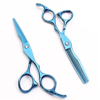 

6" 17.5cm Engraving Logo Blue Color Thinning Scissors Cutting Shears Salon Styling Tool Professional Hairdressing Scissors C1011