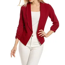##Special Price Female Jacket Manteau Femme Hiver Women 3/4 Sleeve Blazer Open Front Jacket One Button Suit Lady Red Coats Office Work Suits7.17 ##Special Price Female Jacket Manteau Femme Hiver Women 3/4 Sleeve Blazer Open Front Jacket One Button Suit Lady Red Coats Office Work Suits7.17