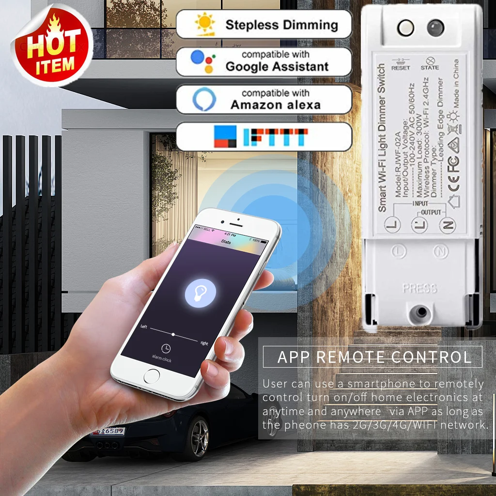 

Smart DIY Dimmer Module Light Switch Wireless Controller Home Automation and Voice Control Wifi Dimmer Switch 110-240V