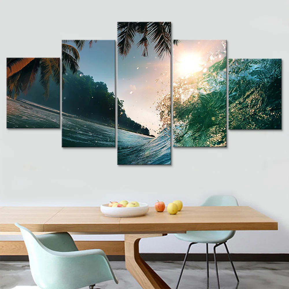 

Modular Canvas Framework Home Decor Poster Wall Picture Modern Roll Up The Waves Beautiful Seascape Hd Printed Art Painting