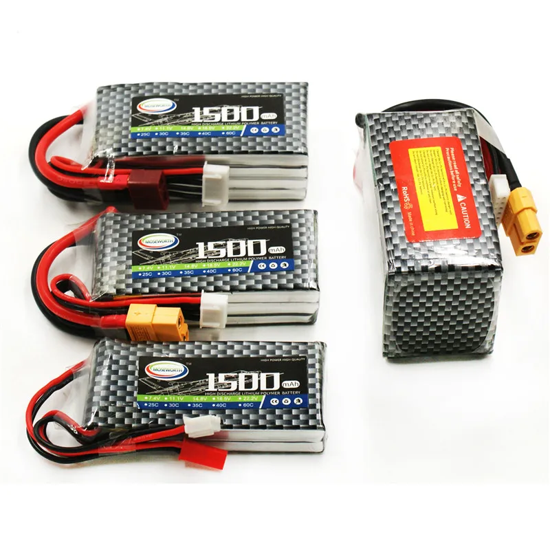 2 шт. Батарея Lipo 3S 11 1 V 1500 мА/ч 60C для радиоуправляемый самолет Квадрокоптер лодка