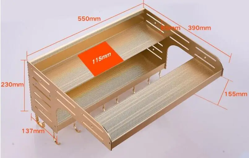 Перфорированная алюминиевая кухонная стойка для микроволновой печи, 2 золотые настенные вешалки, полка для духовки LU4286
