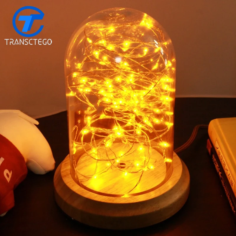 

The glass lamp retro bedside lamp LED warm wood bar Coffee personality shop decoration lamp