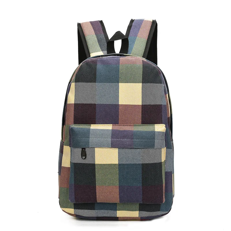 

FABRECANDY Women Plaid Printing Backpack Canvas Bagpack Bookbag School Bags Teenage Girls Fresh Backbag Laptop