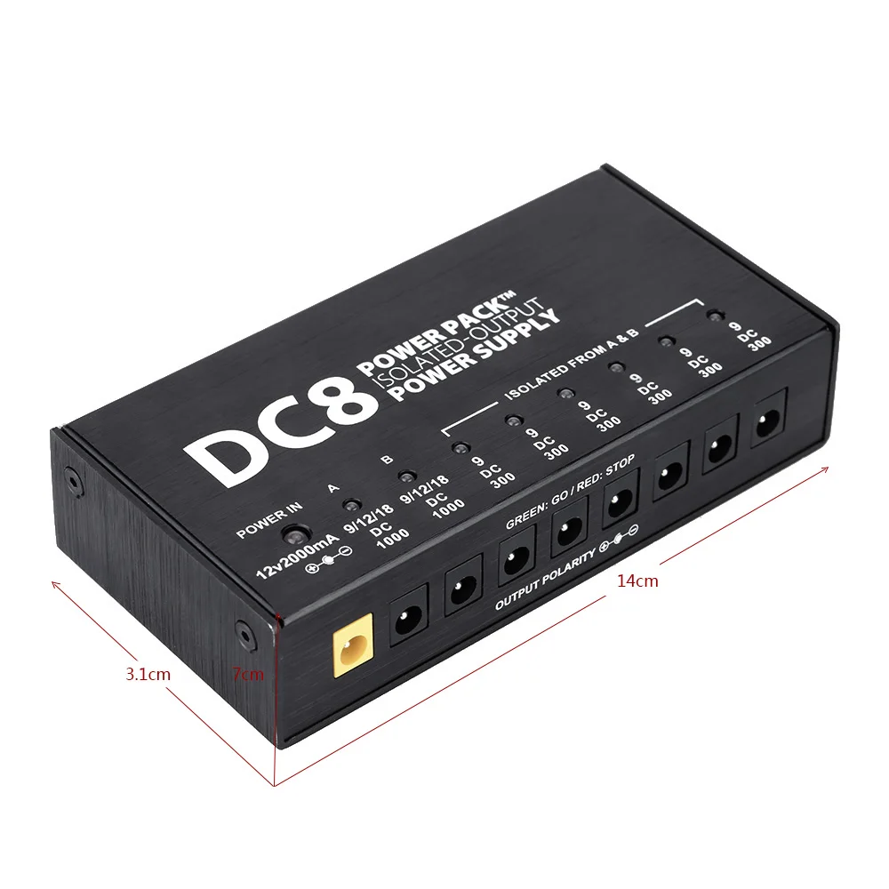 VITOOS DC8 портативный Электропитание для гитарных эффектов 8 изолированных выходов 6