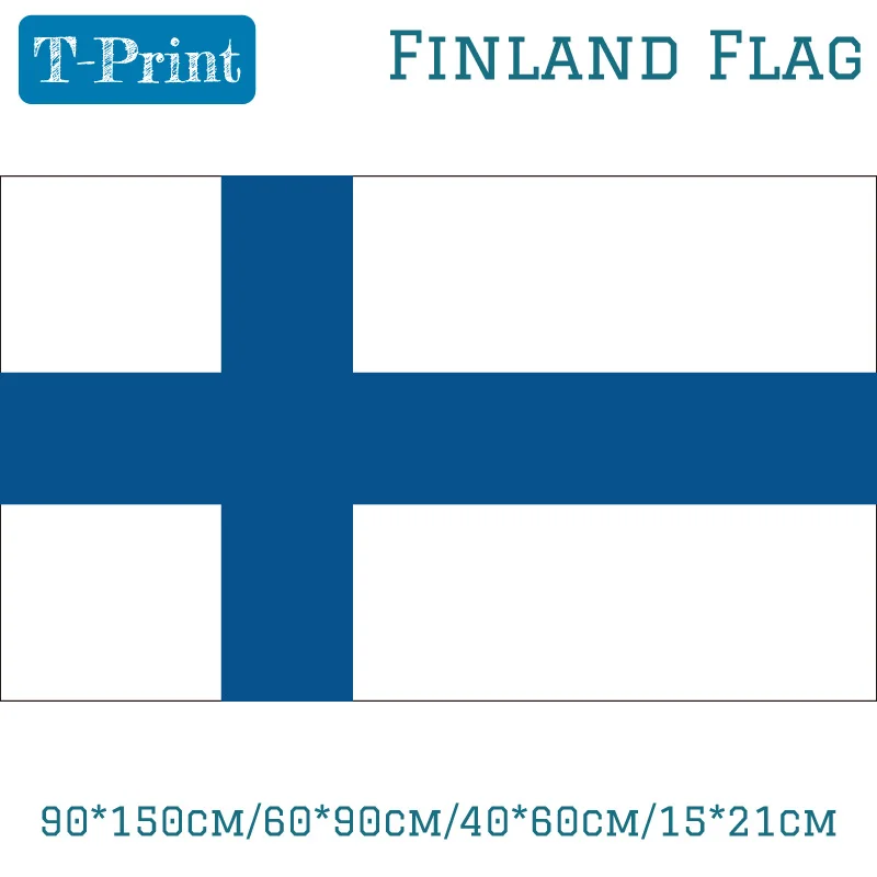 

Free shipping 90*150cm/60*90cm/40*60cm/15*21cm Finland Flag Finnish Olympics Celebration Dacron Flags