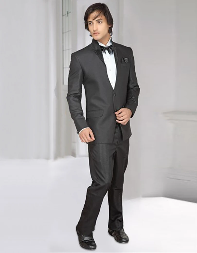 

Tailor Made Black Handsome Slim Two Buttons Three Pockets Groom Tuxedos Wedding Dinner Suit Man Clothes(Jacket+Pants+Bow tie)