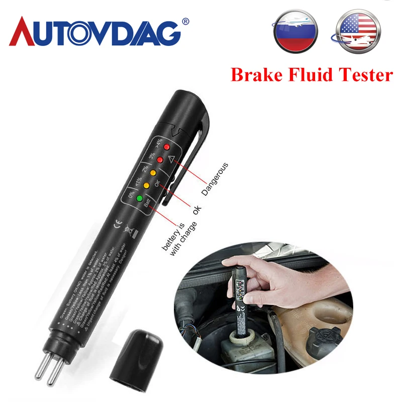 

VDIAGTOOL Brake Fluid Tester with 5 LED indicator display for DOT3/DOT4 Liquid Digital Tester Vehicle tool OBD 2 Automotive