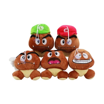 

5pcs/lot 12-15cm Anime Super Mario Bros Goomba Plush Soft Stuffed Dolls Mario Luigi Hat Mushroom Cartoon Plush Toys