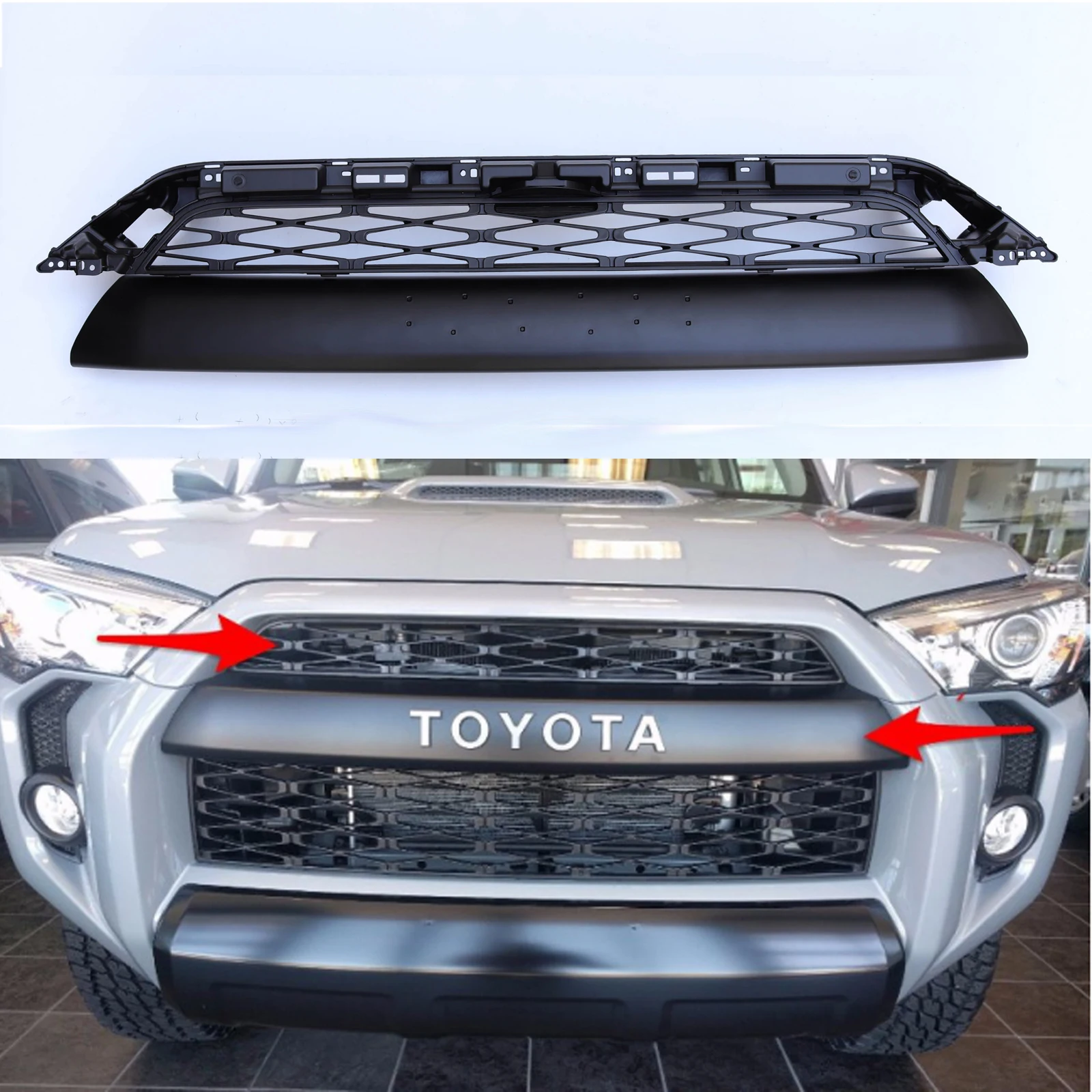 

VZ4X4 Grill Guard Car Accessories For Toyota 4 Runner TRD Pro Grille 2014 - 2018 Gray ABS Racing Grilles Car Decoration