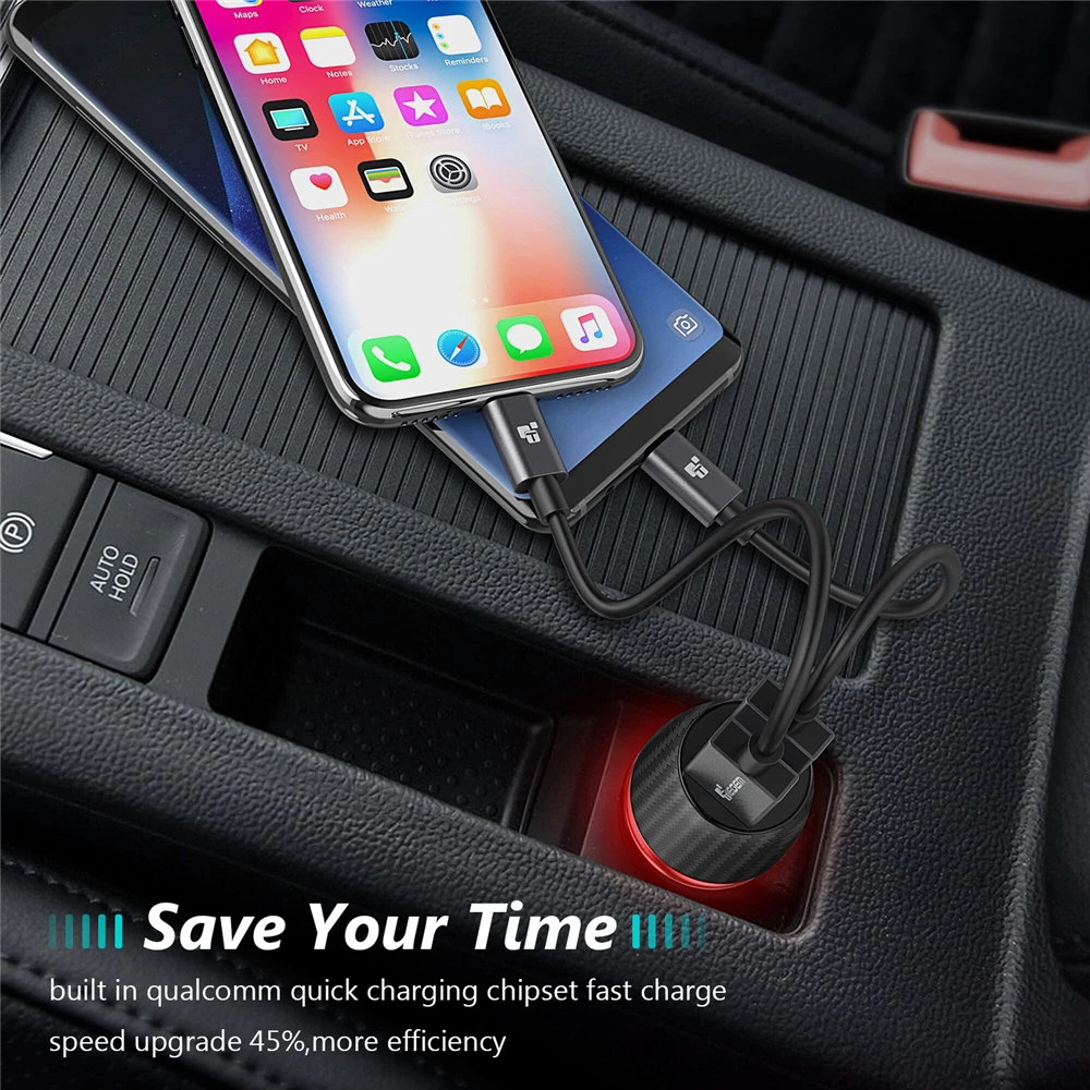 TIEGEM سريعة تهمة 3.0 المزدوج USB شاحن سيارة 30 واط العالمي السفر سيارة-شاحن مهايئ شاحن الهاتف المحمول ل فون X سامسونج