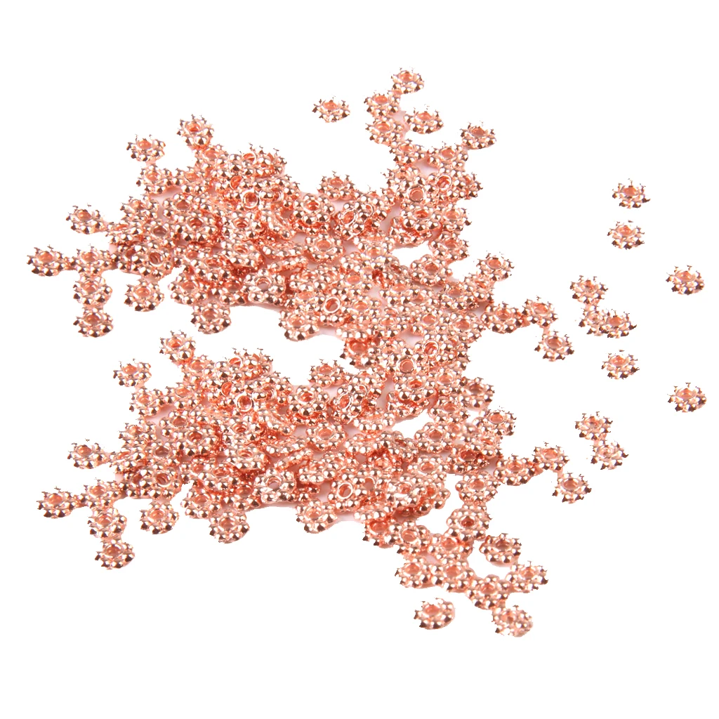 200 pieces 4mm Rose Gold Flower Bead Loose with 1mm Hole for Making Necklace Bracelet Jewelry Findings DIY Supplies