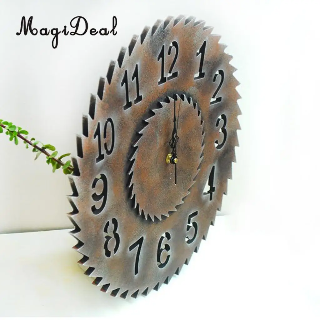 Industrial European Vintage 3D Rustic Decorative Gear Wooden Vintage Wall Clock