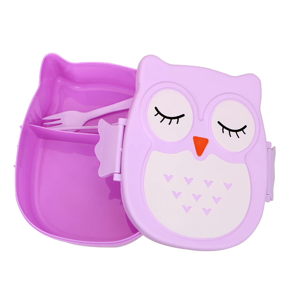 900ML Owl Shape Lunch Box Children Bento Boxes Lunchbox with Spoon Fork Cute Kitchen Accessories Food Container Storage Case