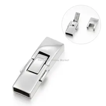 

Smooth 304 Stainless Steel Rectangle Bayonet Clasps, Stainless Steel Color, 37x13.5x6mm, Hole: 9x3.5mm