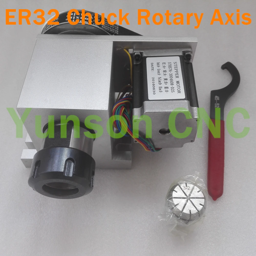 New CNC Rotary Axis 4th Axis Hollow Shaft ER32 Collet Chuck 3-20mm