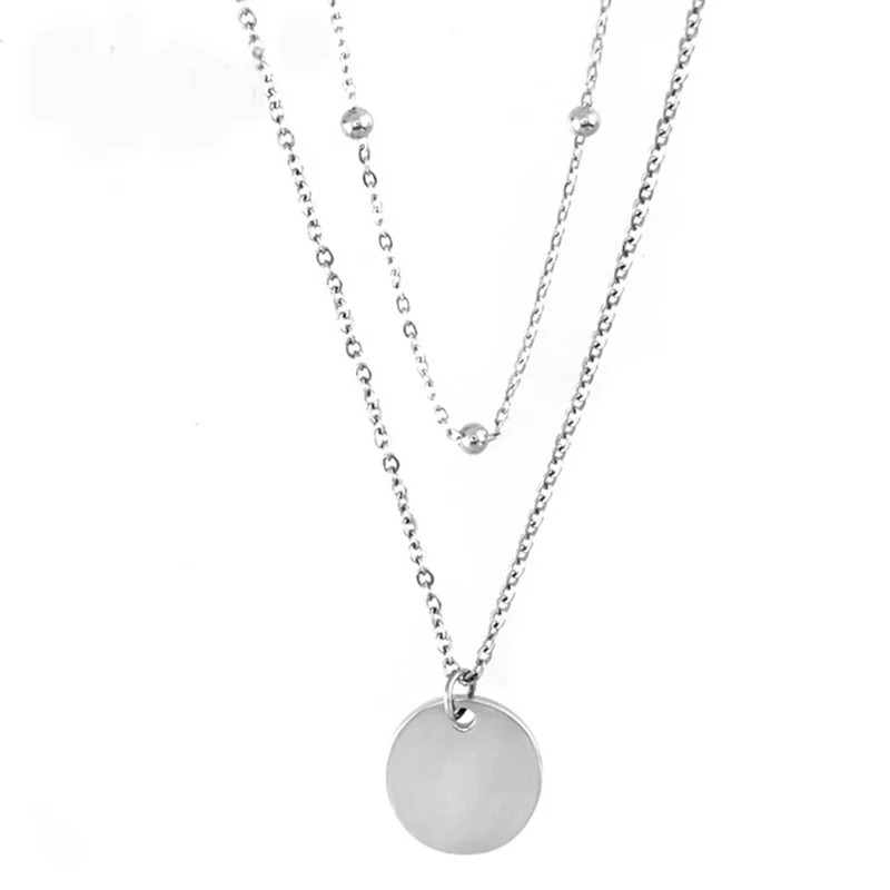 Double layer Coin pendant Necklace 