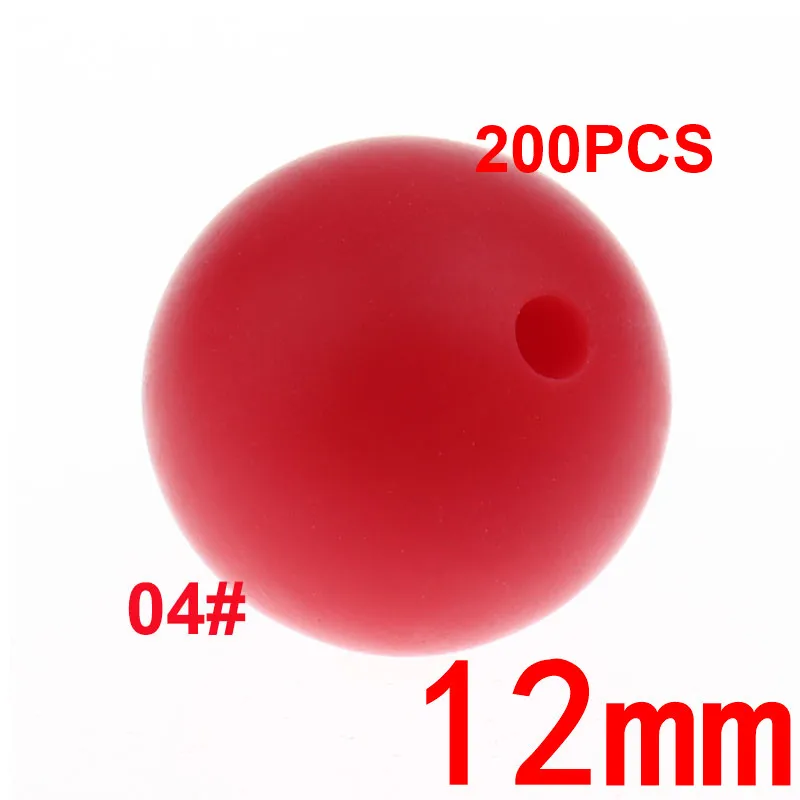 12 мм круглые силиконовые Бусы 200 штук BPA Бесплатно Силиконовые Детские Прорезыватели для зубов ювелирные изделия соска для младенца цепи аксессуары - Цвет: 04 Scarlet Red