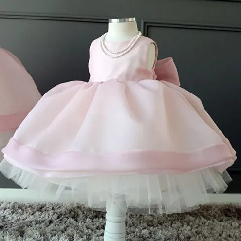 BABY WOW Formal Gowns Baby Girls Dresses Clothing Wedding Dress Flower Girl Dresses Simple Pink for