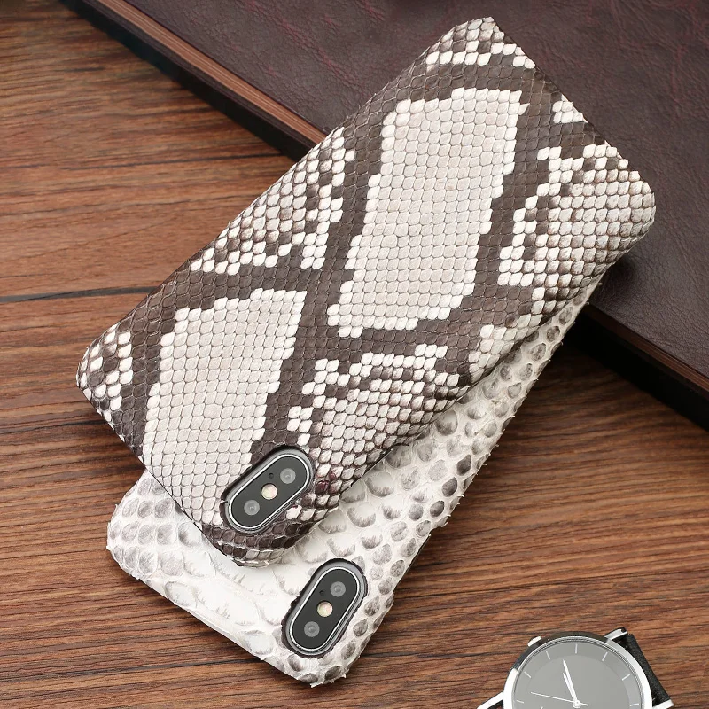 

Luxury Phone Case For iPhone X XS Max XR 6 6S 7 8 Plus Cases Natural Python Skin High-end Custom Half-Pack For Apple Back Cover