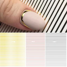 1 лист золото/серебро/розовое золото 3D наклейки для ногтей кривая полоса DIY наклейки Советы Маникюр Шарм Дизайн Клей Советы Новинка