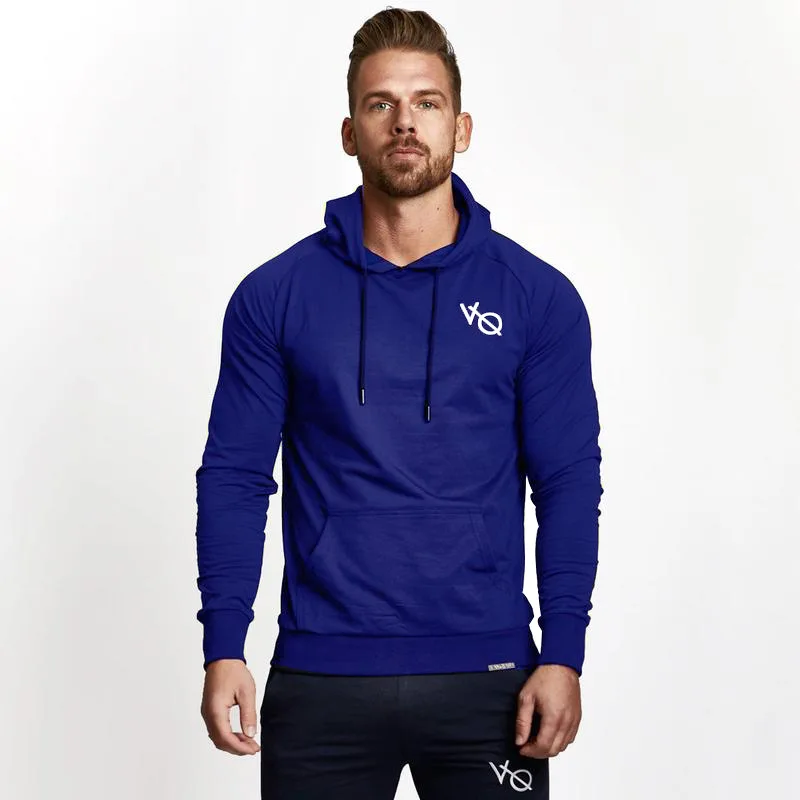 

2019 New Men Hoodies Sweatshirts Solid Color VQ Casual Hooded Pullover Gyms Fitness Bodybuilding Fashion Hoody Brand Clothing
