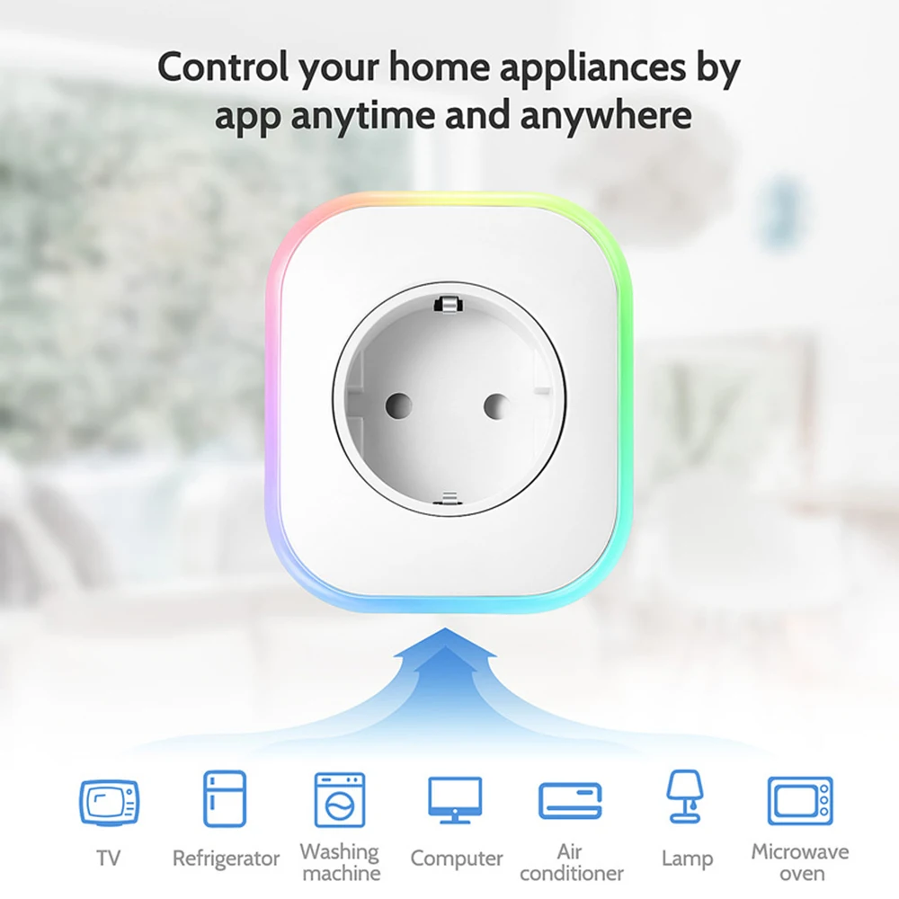 Wifi Smart power Plug домашний WiFi ЕС выход с usb-портом изменение цвета лампы дистанционное управление в любом месте работа с Alexa Google Home