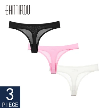 

Sexy Thong Woman Underwear Panty Seamless 3 Pieces Thong Female T-back Soft New Sale Solid G-string Underwear For Woman BANNIROU
